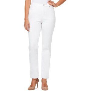 Gloria Vanderbilt Women Petites Ankle Slimming Straight Leg Jeans White Size 12P